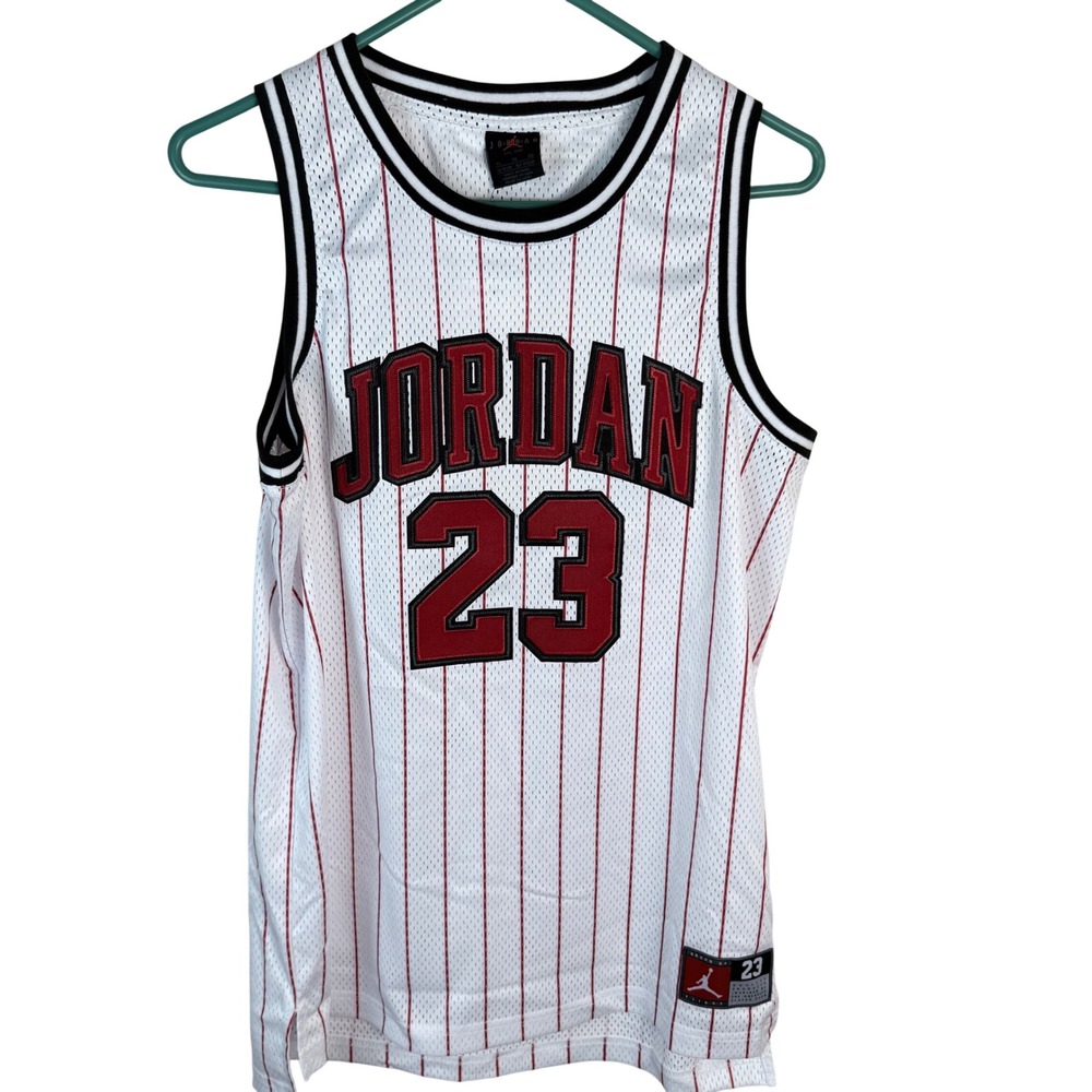 Jordan Kids Michael Jordan 23 Basketball Jersey White Pinstripe 95C655-001 XL